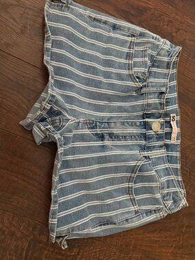 SO Blue and White Striped Denim Shorts